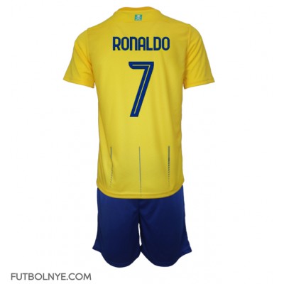 Camiseta Al-Nassr Cristiano Ronaldo #7 Primera Equipación para niños 2023-24 manga corta (+ pantalones cortos)